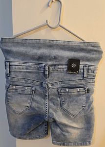 Distressed High-Waisted Denim Shorts