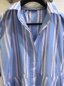 High-Low Striped Blue Dress