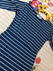 Blue &amp; White Striped Maxi Dress