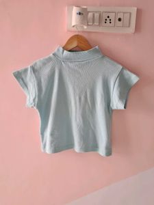 Baby Blue Mock Neck Top