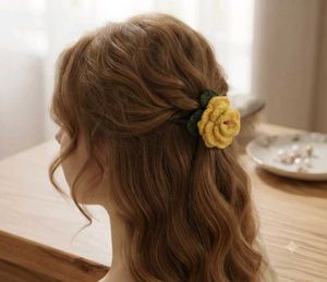 Red Crochet Flower Hair Clip