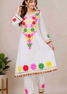 Colourfull Embroidery Kurta Set
