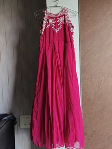 Elegant Pink Embroidered Gown