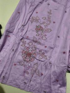 Lilac Kurta Set with Red Dupatta