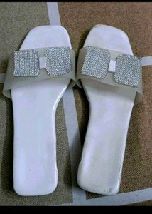 Sparkly Slide Sandals white in 5.5 inch 39 no.