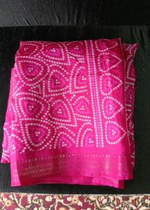Vibrant Pink Bandhani Saree