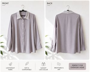 Chic Lace Collar Button-Up Blouse