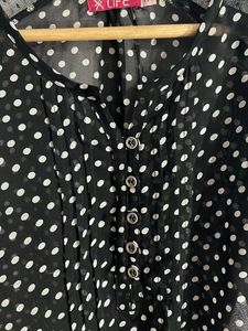 White Doted Black Top