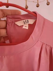 AND Pink Button Cuff Long Sleeve Blouse