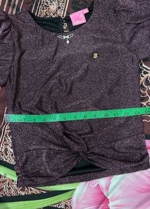 Sparkly Purple Twist Front Top