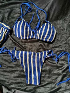 Striped Crochet Bikini Set never worn with tag and