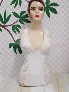 (100)White Lace Bodysuit