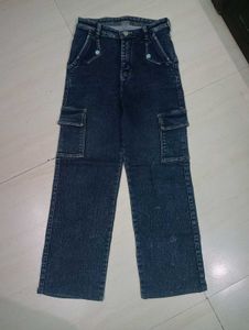 Dark Blue Cargo Straight fit Jeans size:28