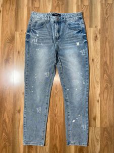 Jeep paint splatter Light Wash Distressed Jeans