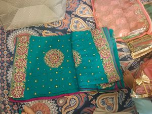 Heavy Butta Work Saree With All Over Patch