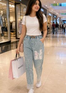 Light Blue Butterfly patch Denim Jeans