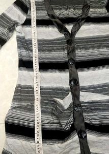 Striped Button-Down Tunic Top