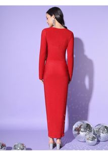Red Glitter Midi Dress