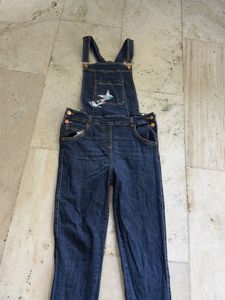 Embroidered Denim Overalls
