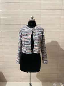 tweet Chic Textured Cropped Jacket