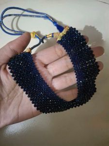 Sparkling Dark Blue Beaded Necklace