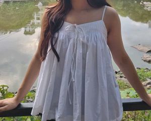 Flowy White Spaghetti Strap Top