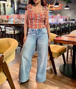 Chic Plaid Tie-Strap Top