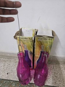 Set of 2 Pink Candle Holders