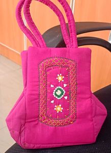 hand made Vibrant Pink Embroidered Bag