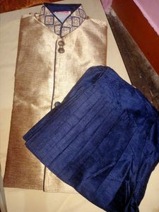 Boys' Sherwani Set - Gold & Navy