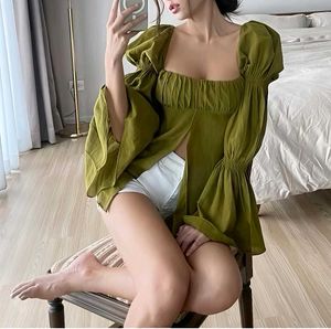 New with tag Korean Puff Sleeve Square Neck Top