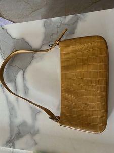 Stylish Mustard Croc Embossed Shoulder Bag