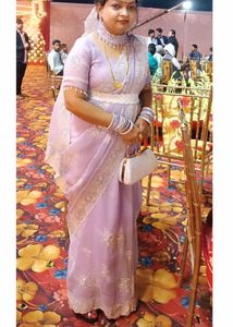 Elegant Lavender Embroidered Saree