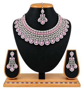 Stunning Pink & Silver Necklace Set
