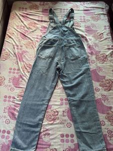 Blue Denim Ripped Overalls