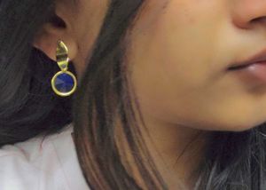 Blue Stone And Gold Statement Earrings