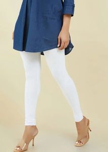 Soch White Solid Cotton Hosiery Churidar Legging