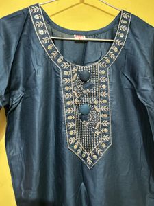 Teal Embroidered Kurti