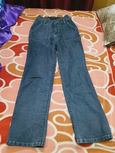 Blue Denim Wide Leg Pants