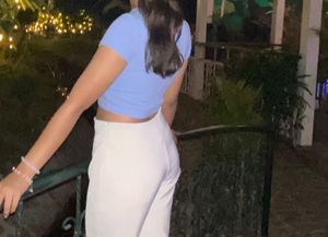 Cute Blue Cut-Out Crop Top
