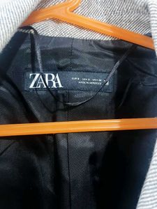 Zara Stylish Grey Double-Breasted Blazer