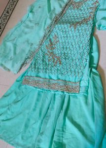Elegant Teal Kurta Set with Embellishments