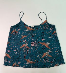 Bohemian Teal Crane Print Camisole Top