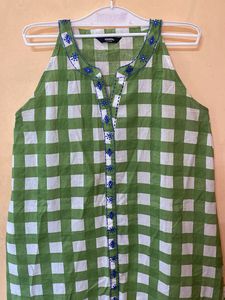Green Checkered Kurta