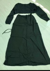 Boohoo Black Crop Top &amp; Skirt Set