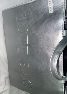 Silver Metallic Tote Bag