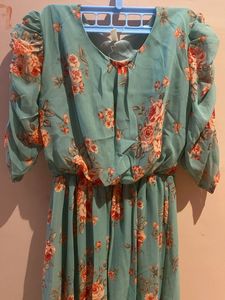 Floral Print Blue summer Midi Dress