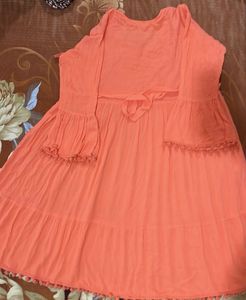 Elegant Peach Kurta with Tassels