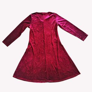 Maroon Velvet Midi Dress