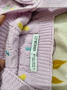 Lavender Embroidered Knit Top